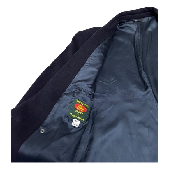 Vintage 80s CARRIAGE STOCK SAGE ALLEN Wool Designer Business Pea Coat Trench XL - Picture 5 of 9